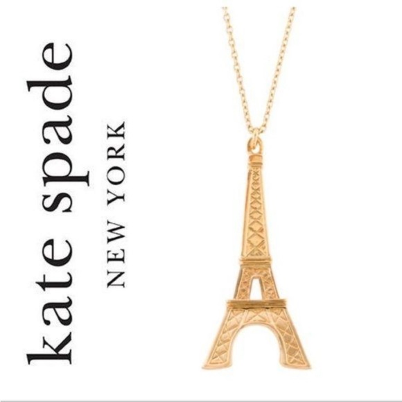 kate spade Jewelry - Kate Spade Parisian Lights Eiffel Tower Necklace 14k Gold plated 30”